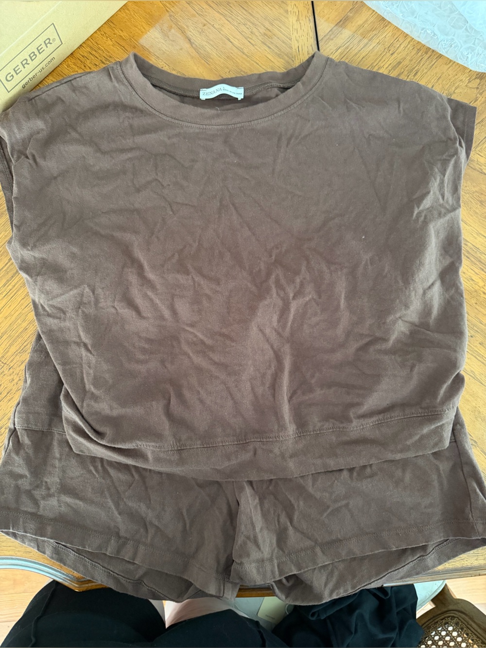 Zenana Outfitters T-Shirt & Short Set | Brown | Large